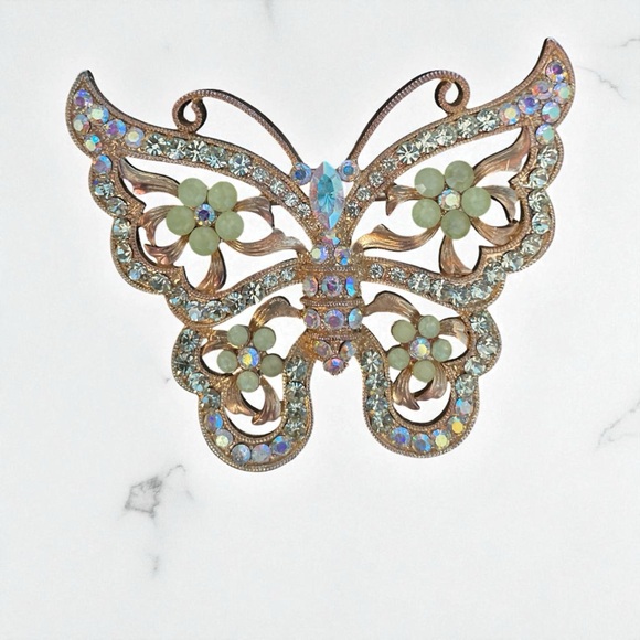 Vontage Butterfly Brooch with Crystal Accents - Picture 4 of 5